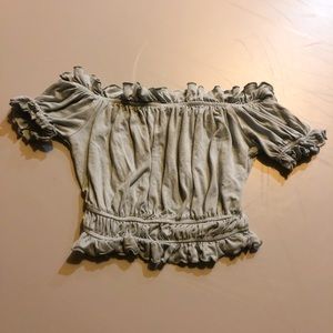 Charlotte Russe Off The Shoulder Blue Crop Top